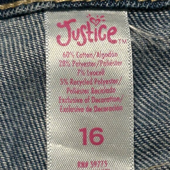 Justice Girls Wide Leg Flower SZ 16 Jeans Side Slit Y2K Floral Denim Daisy 70's - Picture 11 of 15